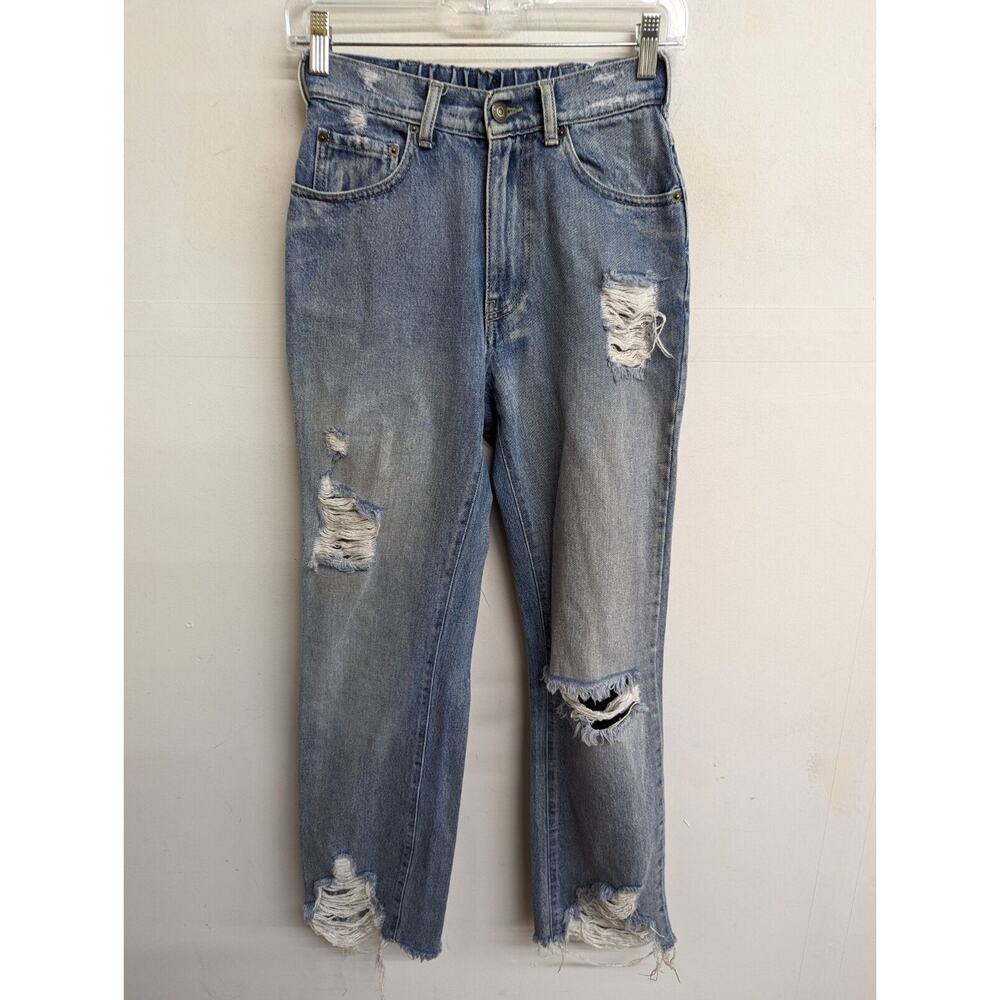 Ser.O.Ya Womens Maggie Mid Rise Vintage Straight Jeans Blue Cotton Size 23
